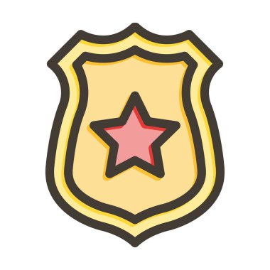 Polis Rozeti Kalın Çizgisi Kişisel ve Ticari Kullanım İçin Renk Simgesi Dolduruldu