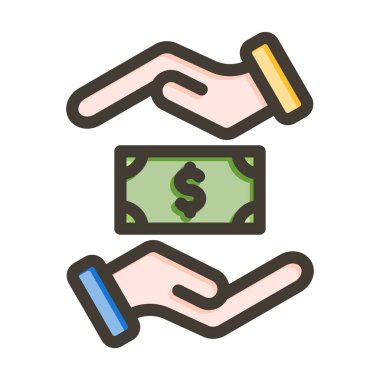 Rüşvet Vektörü Kalın Çizgisi Kişisel ve Ticari Kullanım için Renk Simgesi Dolduruldu