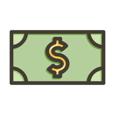 Para Vektörü Kalın Çizgisi Kişisel ve Ticari Kullanım için Renk Simgesi Dolduruldu