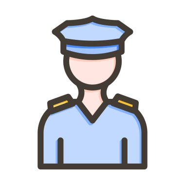 Polis Vektörü Kalın Çizgisi Kişisel ve Ticari Kullanım İçin Renk Simgesi Dolduruldu