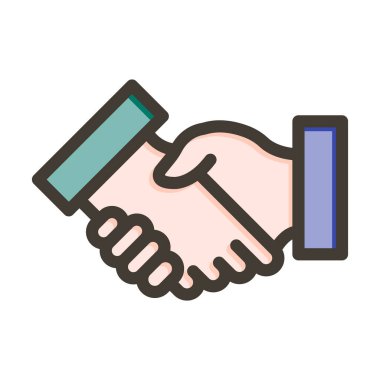 Kişisel ve ticari kullanım için Renk Simgesi Doldurulmuş El sıkışma Vektörü Kalın Çizgisi