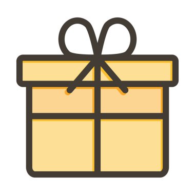 Hediye Vektörü Kalın Çizgisi Kişisel ve Ticari Kullanım İçin Renk Simgesi Dolduruldu