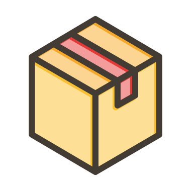 Kişisel ve Ticari Kullanım İçin Renk Simgesi Doldurulmuş Paket Vektörü Kalın Çizgisi