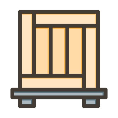 Tahta Kutu Vektör Kalın Çizgisi Kişisel ve Ticari Kullanım İçin Renk Simgesi Dolduruldu