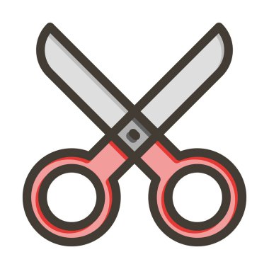 Kişisel ve Ticari Kullanım İçin Renk Simgesi Doldurulmuş Makas Vektör Kalın Çizgisi