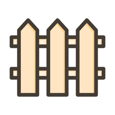 Çit Vektörü Kalın Çizgisi Kişisel ve Ticari Kullanım için Renk Simgesi Dolduruldu