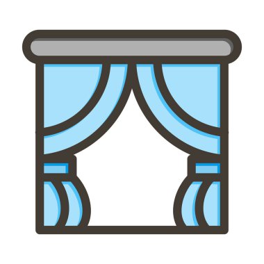 Perde Vektör Kalın Çizgisi Kişisel ve Ticari Kullanım için Renk Simgesi Dolduruldu