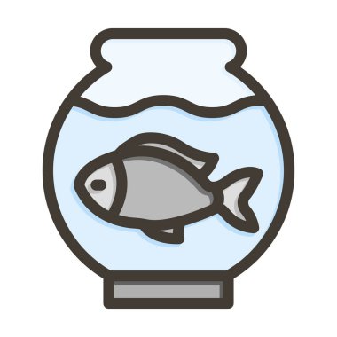 Fishbowl Vektör Kalın Çizgisi Kişisel ve Ticari Kullanım için Renk Simgesi