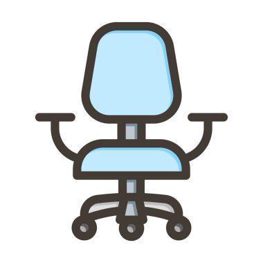 Sandalye Vektörü Kalın Çizgisi Kişisel ve Ticari Kullanım İçin Renk Simgesi Dolduruldu