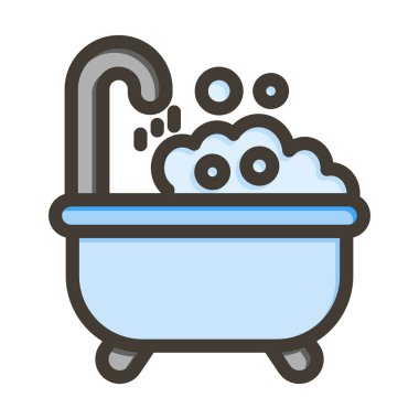 Küvet Vektörü Kalın Çizgisi Kişisel ve Ticari Kullanım İçin Renk Simgesi Dolduruldu