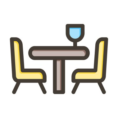 Kişisel ve ticari kullanım için Renk Simgesi Doldurulmuş Mutfak Masa Vektörü Kalın Çizgisi