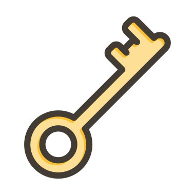 Kişisel ve Ticari Kullanım İçin Renk Simgesi Doldurulmuş Anahtar Vektör Kalın Çizgisi