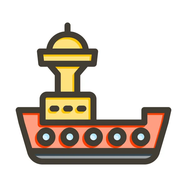 Корабельный Вектор Толстая Линия Заполненные Цвета Значок Личного Коммерческого Использования — стоковый вектор