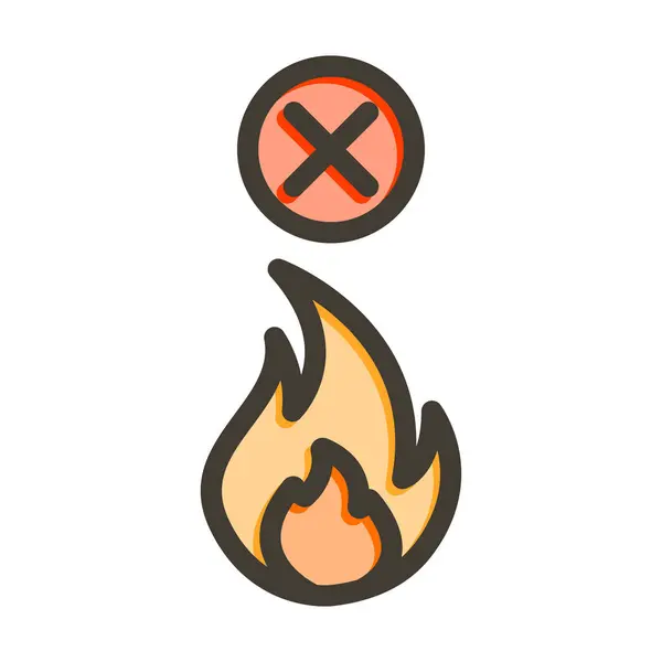 Kein Fire Vector Thick Line Colors Icon Für Den Persönlichen — Stockvektor