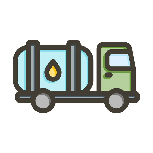 Tank Truck Vector Thick Line Filled Colors Icon Personal Commercial — Stock Vector