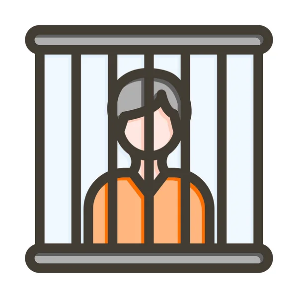 Icône Remplie Couleurs Ligne Épaisse Vecteur Prison Pour Usage Personnel — Image vectorielle