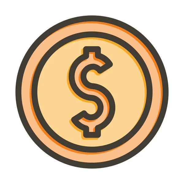 Coin Vector Thick Line Colors Icon Für Den Persönlichen Und — Stockvektor
