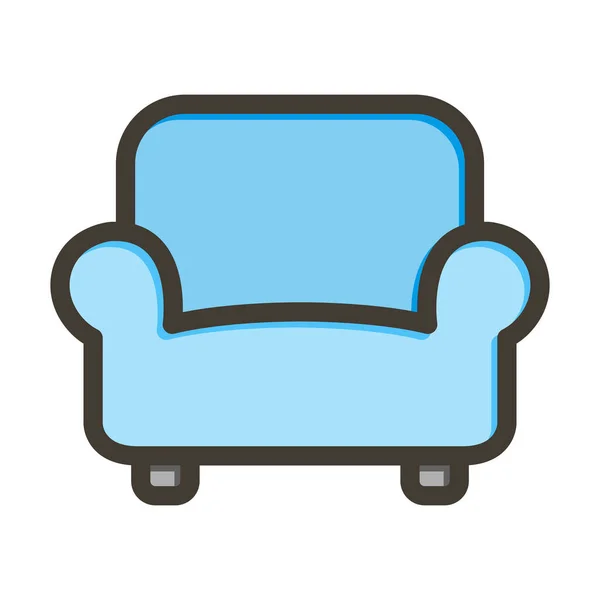 Couch Vector Thick Line Filled Colors Icon Personal Commercial Use — Stock Vector