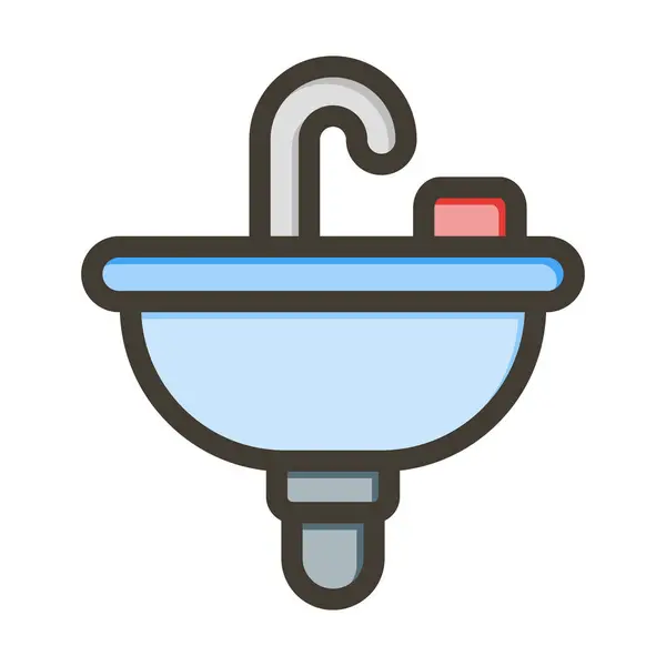 Washbasin Vector Thick Line Filled Colors Icon Personal Commercial Use — Stock Vector