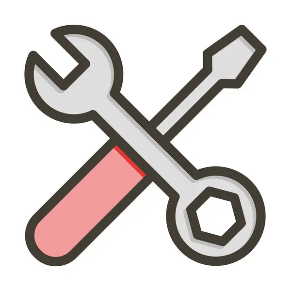 Wrench Vector Thick Line Filled Colors Icon Personal Commercial Use — Stock Vector
