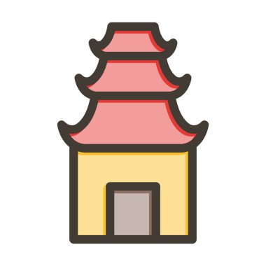 Tapınak Vektörü Kalın Çizgisi Kişisel ve Ticari Kullanım İçin Renk Simgesi Dolduruldu