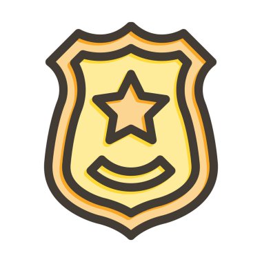 Polis Rozeti Kalın Çizgisi Kişisel ve Ticari Kullanım İçin Renk Simgesi Dolduruldu