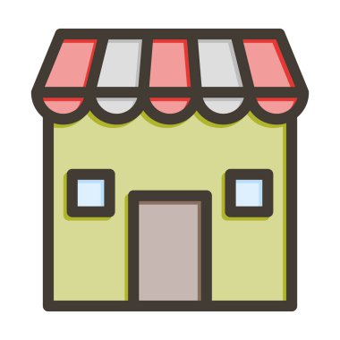 Market Vektör Kalın Çizgisi Renk Simgesi Kişisel ve Ticari Kullanım İçin