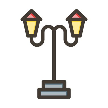 Sokak Lambası Kalın Çizgisi Renk Simgesi Kişisel ve Ticari Kullanım İçin