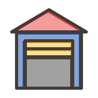 Kişisel ve ticari kullanım için Renk Simgesi Doldurulmuş Garaj Vektörü Kalın Çizgisi