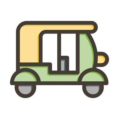Kişisel ve ticari kullanım için Renk Simgesi Doldurulmuş Rickshaw Vektör Kalın Çizgisi