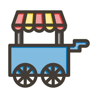 Dondurma Arabası Kalın Çizgisi Renk Simgesi Kişisel ve Ticari Kullanım İçin