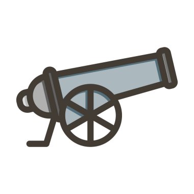 Kişisel ve ticari kullanım için Renk Simgesi Doldurulmuş Cannon Vector Kalın Çizgisi