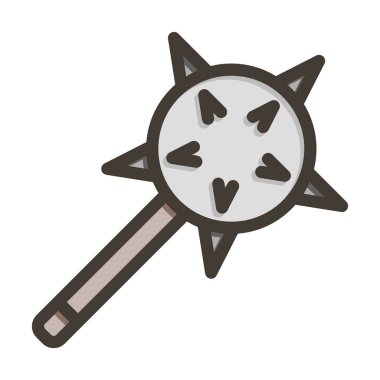 Kişisel ve Ticari Kullanım İçin Renk Simgesi Doldurulmuş Mace Vektör Kalın Çizgisi