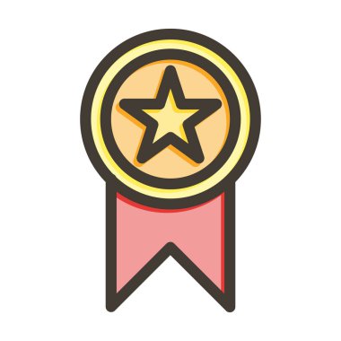 Madalyon Vektör Kalın Çizgisi Kişisel ve Ticari Kullanım İçin Renk Simgesi Dolduruldu