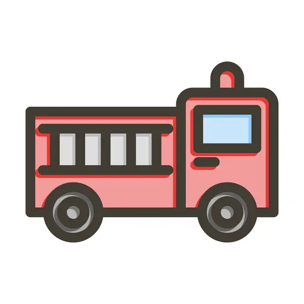 Fire Truck Vector Thick Line Filled Colors Icon Personal Commercial — Stock Vector