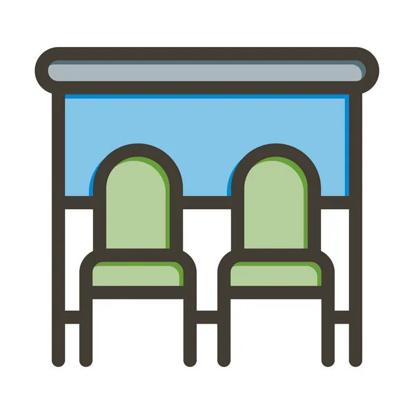 Bushaltestelle Vector Thick Line Colors Icon Für Den Persönlichen Und — Stockvektor
