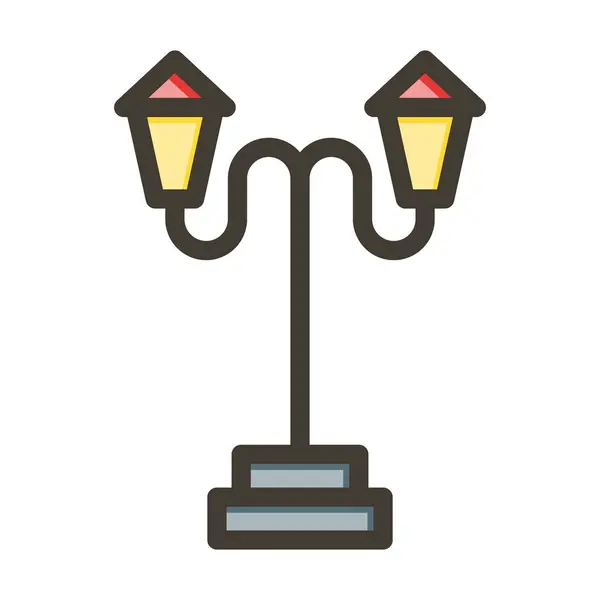 Уличная Лампа Вектор Толстая Линия Заполненные Цвета Значок Личного Коммерческого — стоковый вектор