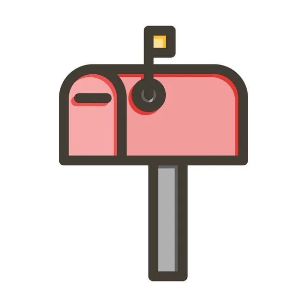 邮筒向量重线填充颜色图标供个人及商业用途 — 图库矢量图片
