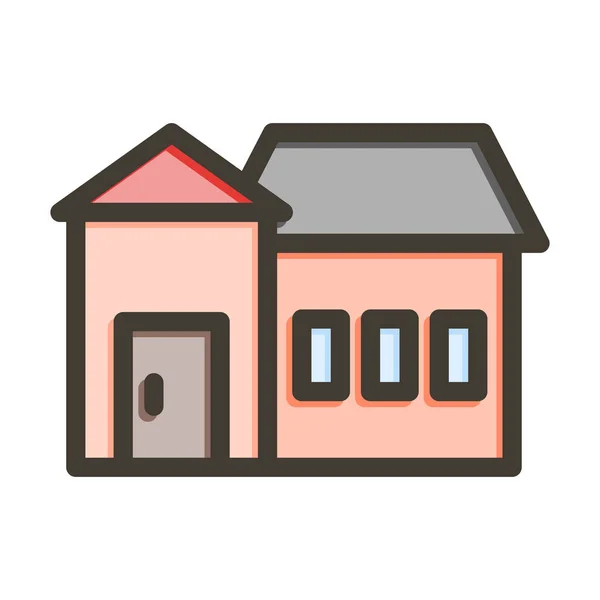Haus Vector Thick Line Colors Icon Für Den Persönlichen Und — Stockvektor
