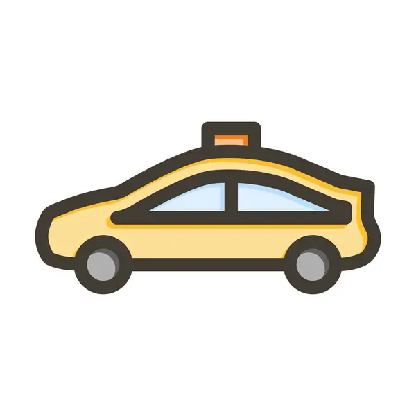 Taxi Vector Thick Line Filled Colors Icon Personal Commercial Use — Stock Vector