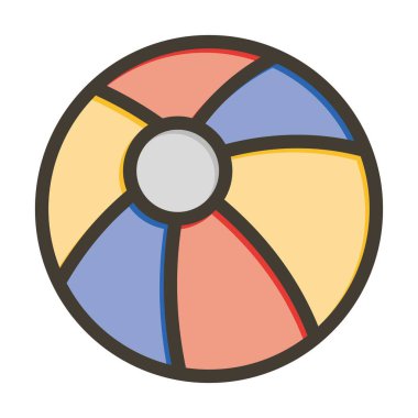 Plaj Topu Kalın Çizgisi Renk Simgesi Kişisel ve Ticari Kullanım İçin