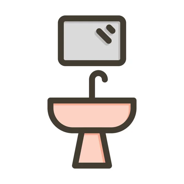 Bathroom Vector Thick Line Filled Colors Icon Personal Commercial Use — Stock Vector
