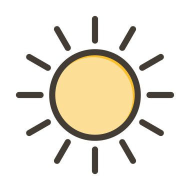 Güneş Vektörü Kalın Çizgisi Kişisel ve Ticari Kullanım İçin Renk Simgesi Dolduruldu