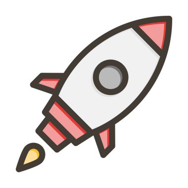 Roket Vektör Kalın Çizgisi Kişisel ve Ticari Kullanım için Renk Simgesi Dolduruldu