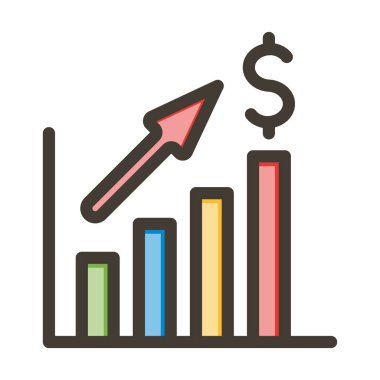 Büyüme Vektörü Kalın Çizgisi Kişisel ve Ticari Kullanım için Renk Simgesi Dolduruldu