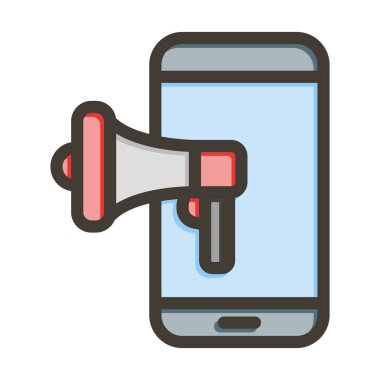 Mobil Pazarlama Vektörü Kalın Çizgisi Kişisel ve Ticari Kullanım İçin Renk Simgesi Dolduruldu