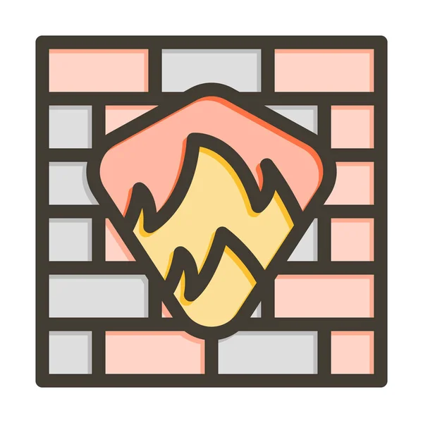 Firewall Vector Thick Line Colors Icon Für Den Persönlichen Und — Stockvektor