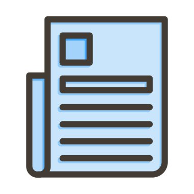 Kişisel ve Ticari Kullanım İçin Renk Simgesi Doldurulmuş Belge Vektörü Kalın Çizgisi