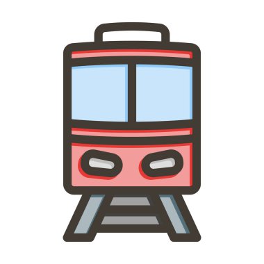 Kişisel ve ticari kullanım için Renk Simgesi Doldurulmuş Tren Vektörü Kalın Çizgisi