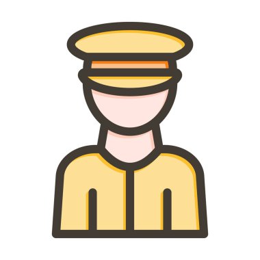 Postacı Vektör Kalın Çizgisi Kişisel ve Ticari Kullanım İçin Renk Simgesi Dolduruldu